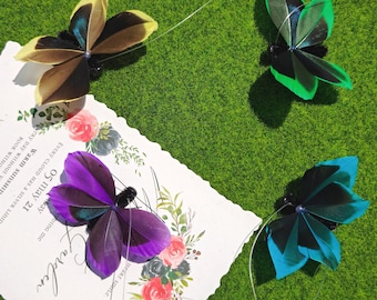 Motyl z piórkami do zabawy z kotem, zamiennik zabawek dla kotów z metalowym zapięciem, ręcznie robiona zabawka dla kota, dodatki do zabawy z kotem, prezenty dla miłośników kotów