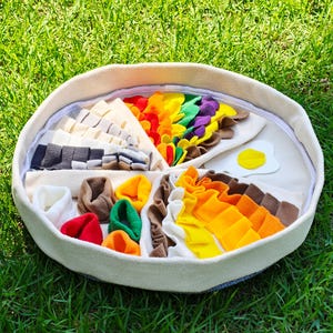 Colorful Pizza Snuffle Mat For Dogs and Cats, Handmade Interactive Puzzle Feeding Mat, Interactive Puzzle Toy, Gift for Dog Lovers