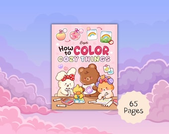 Hoe je Cozy Things-patronen kleurt, eenvoudige kleurgids voor volwassenen, 65 pagina's PDF om af te drukken + Procreate PNG