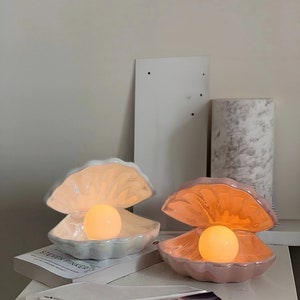 Pink Shell Lamp,Pearl Shell Jewelry Light (2 Colors),Shell Night Lamp for Bedroom Living Room