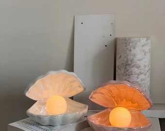 Pink Shell Lamp,Pearl Shell Jewelry Light (2 Colors),Shell Night Lamp for Bedroom Living Room