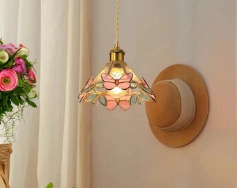 Lampe à suspension de chevet papillon, lampe à suspension suspendue arc-en-ciel de pendaison de crémaillère, cadeau personnalisable pour elle, lustre nordique créatif