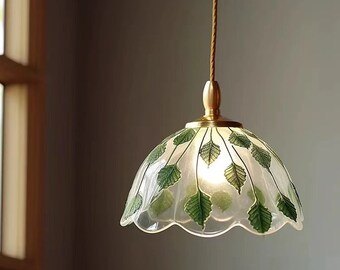 Green Leaf Pendant Lights,Forest Sculptural Pendant Light,Chandelier-Lighting-Ceiling Light-Acorn Light-Artichoke Light-Light Fixture