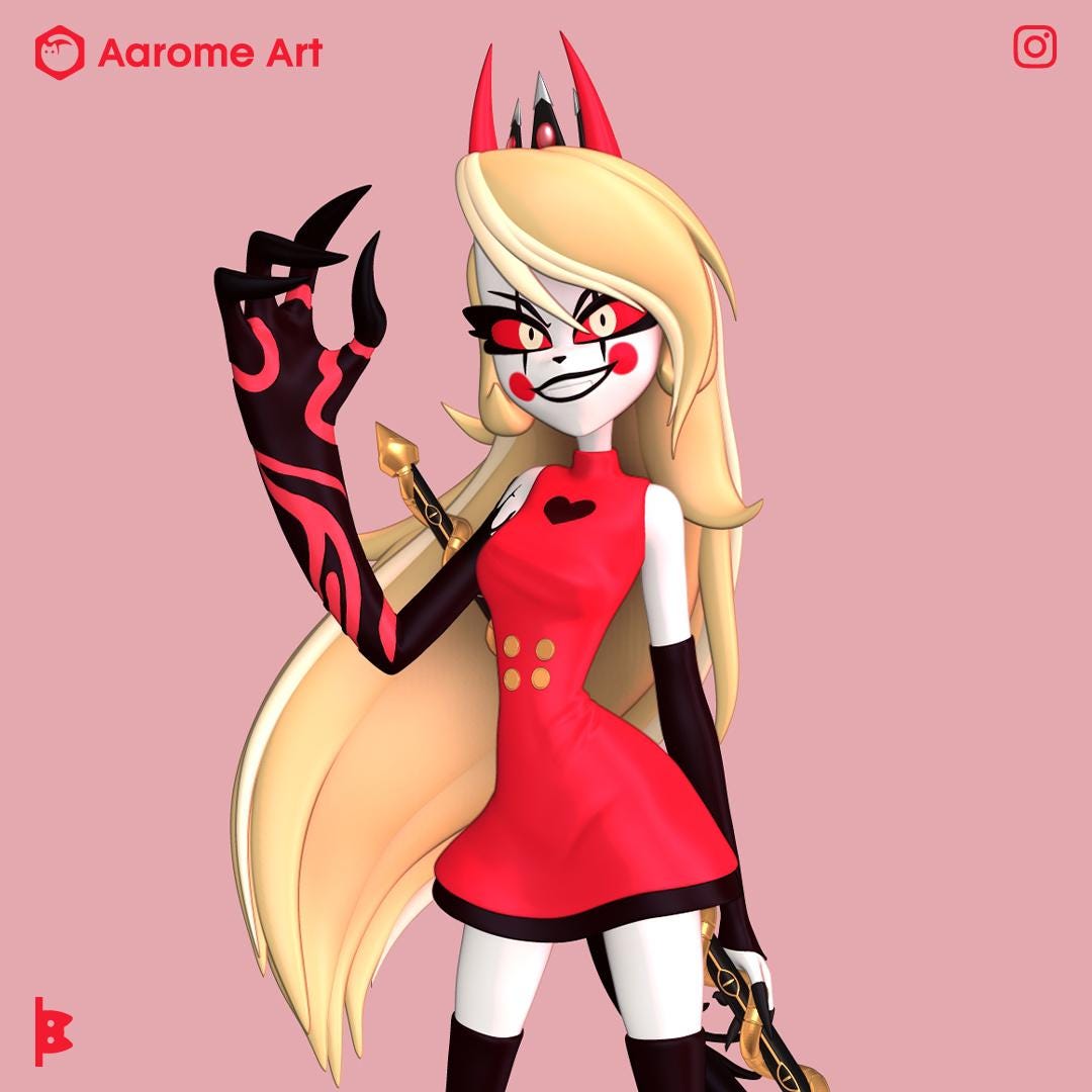 ハズビンホテル HAZBIN HOTEL ピンバッジ デーモンチャーリー チャーリー・デーモン・ハズビン・ホテルの3Dプリント用デジタルモデル