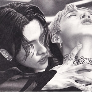 Straykids Hyunjin and Bangchan Red Lights A5 Drawing Print - Etsy