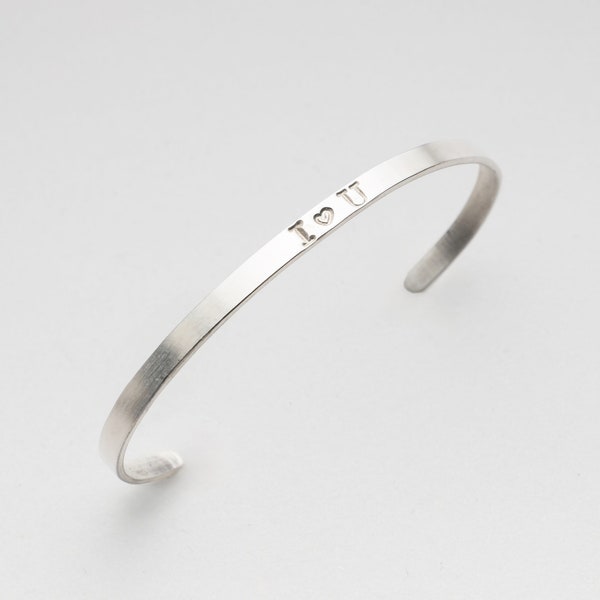 Silver bangle bracelet with your inscription