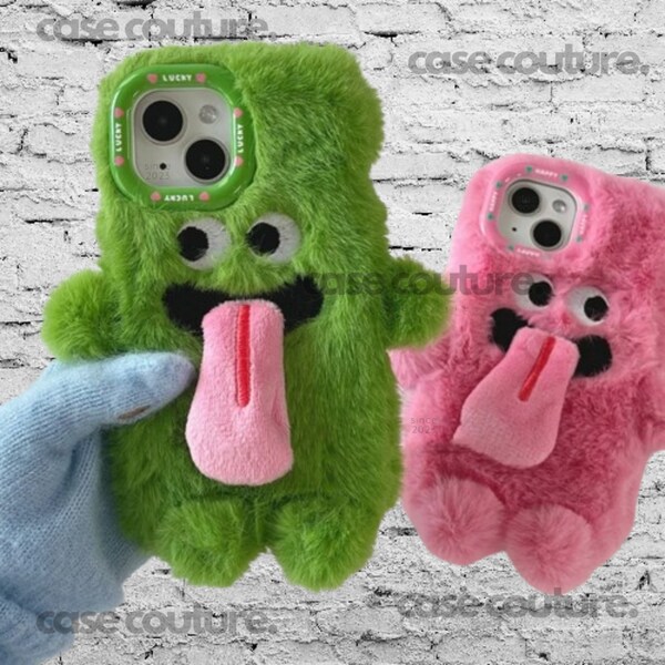 Couple Fur Monster Kiss Tongue Case For iPhone 15 14 13 12 11 Pro Max Cute Cartoon Gift Anti-Drop Soft Silicone Cover!