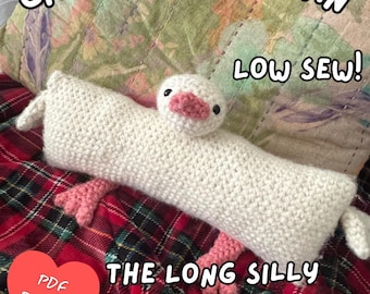 Long Silly Goose Crochet Pillow Pattern | Low Sew Amigurumi Plush (PDF Pattern)