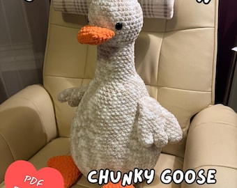 Jumbo Goose Crochet Pattern PDF | Giant Goose Plush Amigurumi | Chunky Blanket Yarn Stuffed Animal | Easy Minimal Sew Pattern