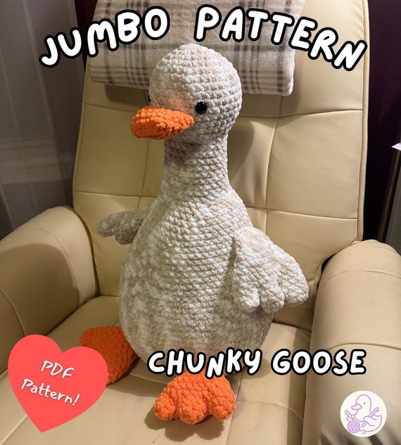 Jumbo Goose Crochet Pattern PDF | Giant Goose Plush Amigurumi | Chunky Blanket Yarn Stuffed Animal | Easy Minimal Sew Pattern