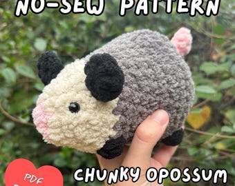 Chunky Opossum Plush – No-Sew Amigurumi PDF