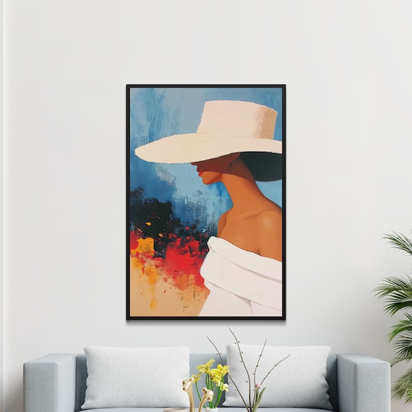 Elegant Woman Portrait Abstract Wall Art, Modern Canvas Print, Chic Home Decor, Large Wall Hanging, Stylish Interior Artwork