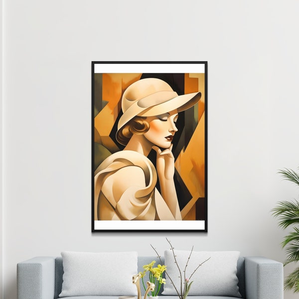 Elegant Art Deco Lady Wall Art, Vintage Fashion Illustration, Classic 1920s Style Poster, Chic Home Decor, Unique Gift Idea