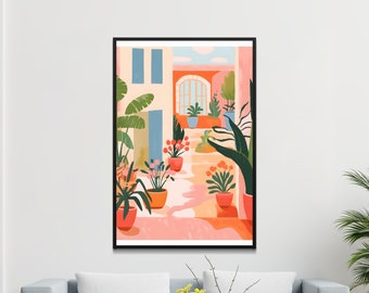 Colorful Abstract Tropical Plants Wall Art, Modern Botanical Home Decor, Vibrant Indoor Garden Illustration Print