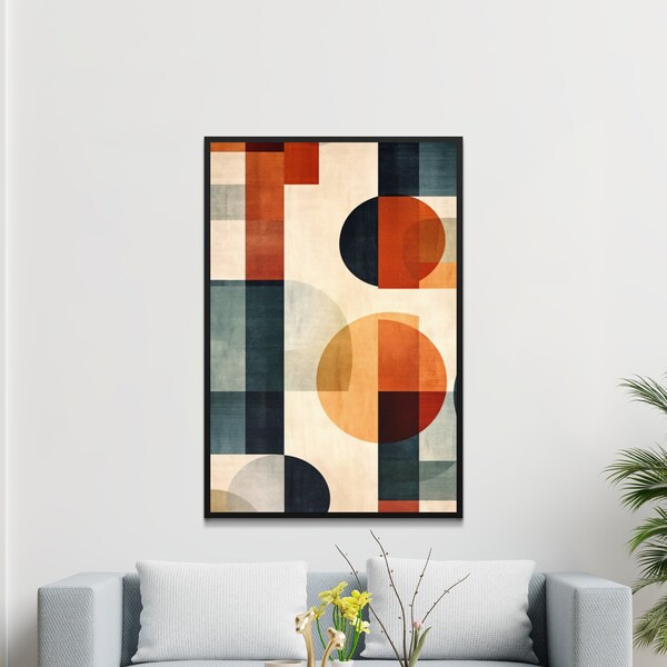 Abstract Geometric Print, Modern Wall Art, Minimalist Home Decor, Contemporary Design Canvas, Large Poster