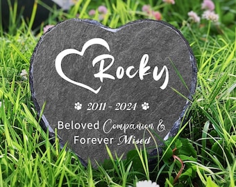 Custom Pet Memorial Stone, Personalized Dog Memorial Garden Stone, Pet Grave Stone, Engraved Garden Slate with Gift Box, Pet Loss Gifts