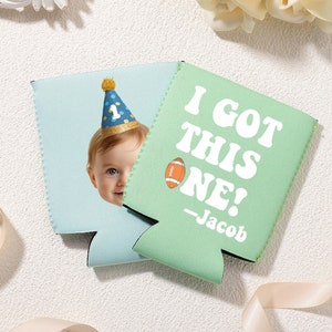 1st Birthday Party Favor, Personalized Face Can Cooler, Little Boy Birthday Decor, Any Design Custom, 1st Birthday Can Cooler, Pumpkin Gifts