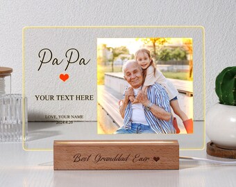 Custom Night Light, Father's Day Gift with Gift Box, Personalized Gifts for Grandpa,Papa, Unique Photo Gifts for Father, Acrylic Night Light