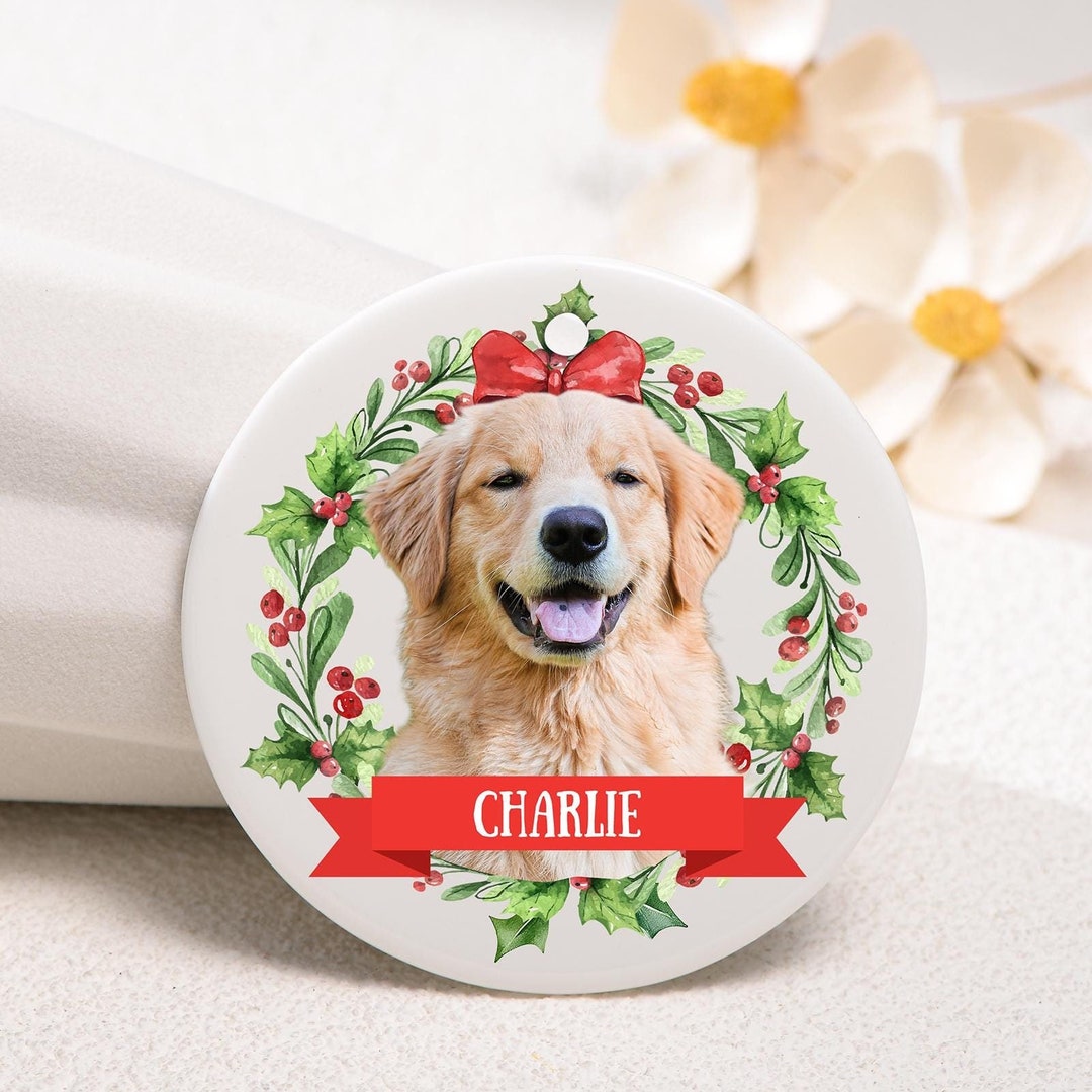 Custom Dog Christmas Ornament, Personalized Ornament Gift, Pet Ornament Using Photo, Cat Christmas Photo Ornament, Pet Portrait Name Gift