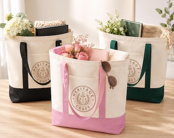 Custom Canvas Tote Bag, Personalized Logo Reusable Bag, Company Logo Bag, Bulk Business Accessory, Any Design/Text/Logo/Photo Available