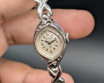 Vintage Bulova Ladies Cocktail Watch, 10K Rolled Gold Plate, 60s Style