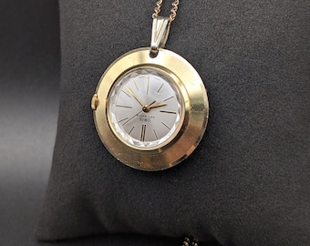 Vintage Oris Gold-Tone Mechanical Pendant Watch, Swiss Anti-Shock