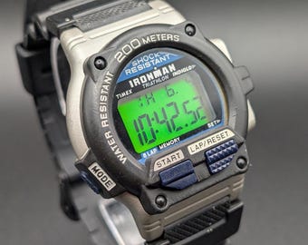 TIMEX IRONMAN TRIATHLON 青ベゼル アナデジ Y2K TIMEX IRONMAN