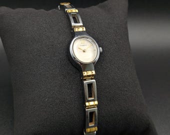 Vintage Timex Ladies Dress Watch, Two-Tone Open Link Bracelet