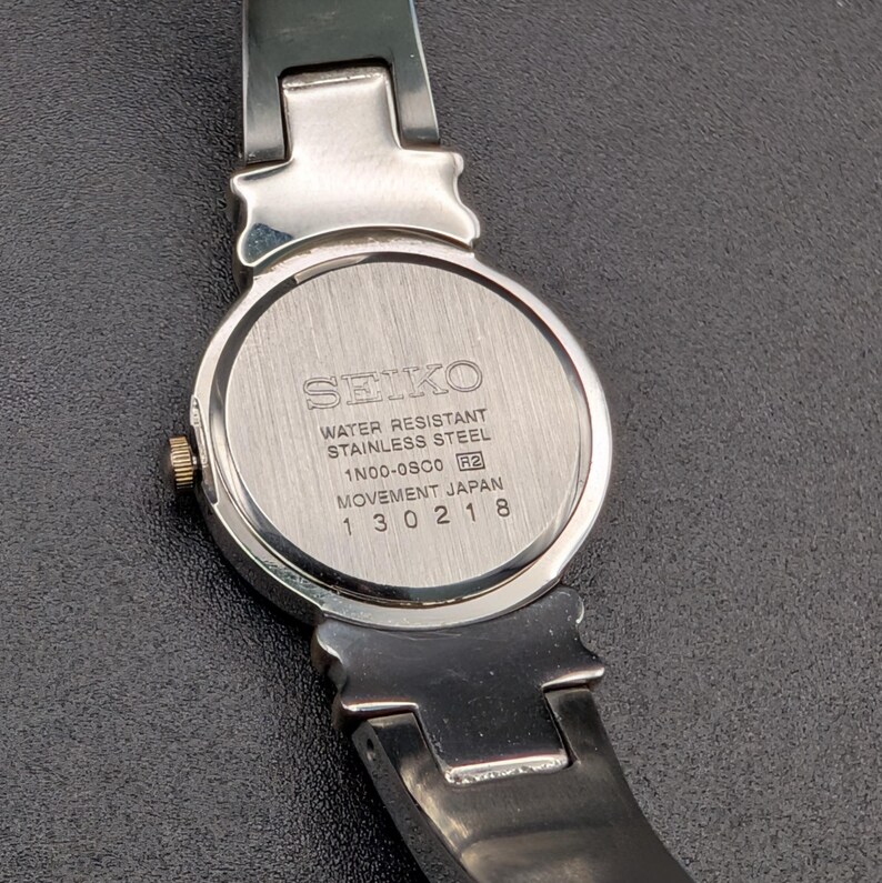 Vintage Seiko Crystal Watch: Two-tone Cuff Bracelet, Y2K Ladies Jewelry ...