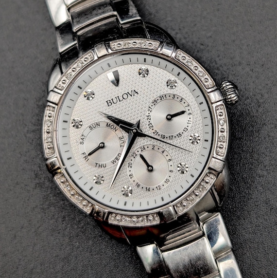 Vintage Bulova Watch: Multi-Function Day Date, Cr… - image 2