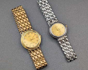Vintage Swiss Made Essence Ladies Watch, Gold & Silver Bracelet, Sapphire Crystal, Dress Watches.
