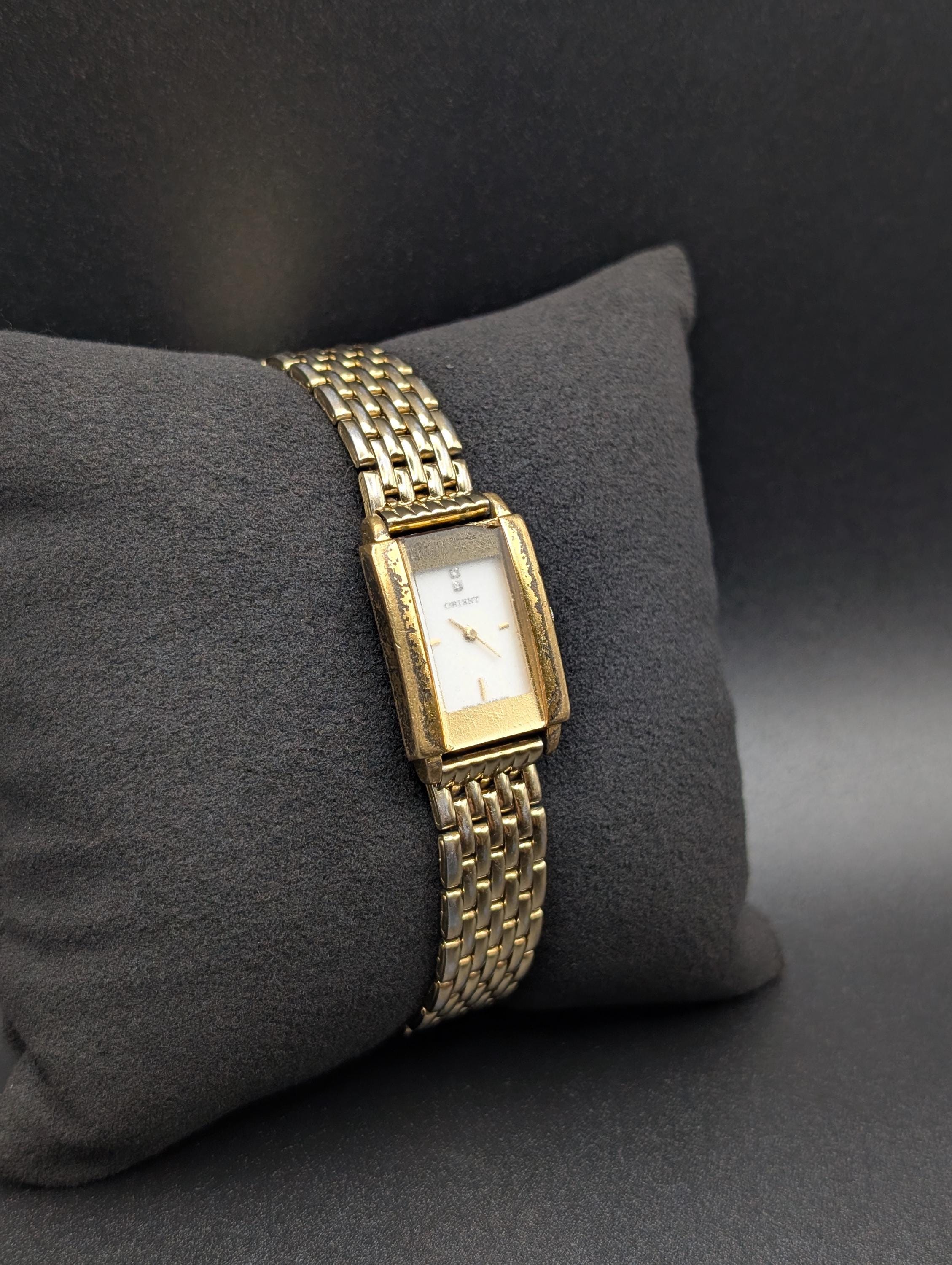 Vintage ORIENT Rectangular Gold Tone Quartz Ladies Watch Japan Dress Watch ORIENT Quartz Gold-plated Dress Watch✨ A refined  main image 4