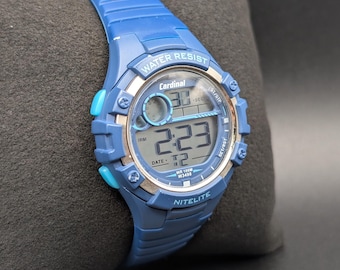 Cardinal Nitelite Digital Watch, Blue Resin, Y2K Streetwear