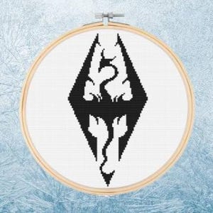 Cross Stitch Pattern - Skyrim Logo