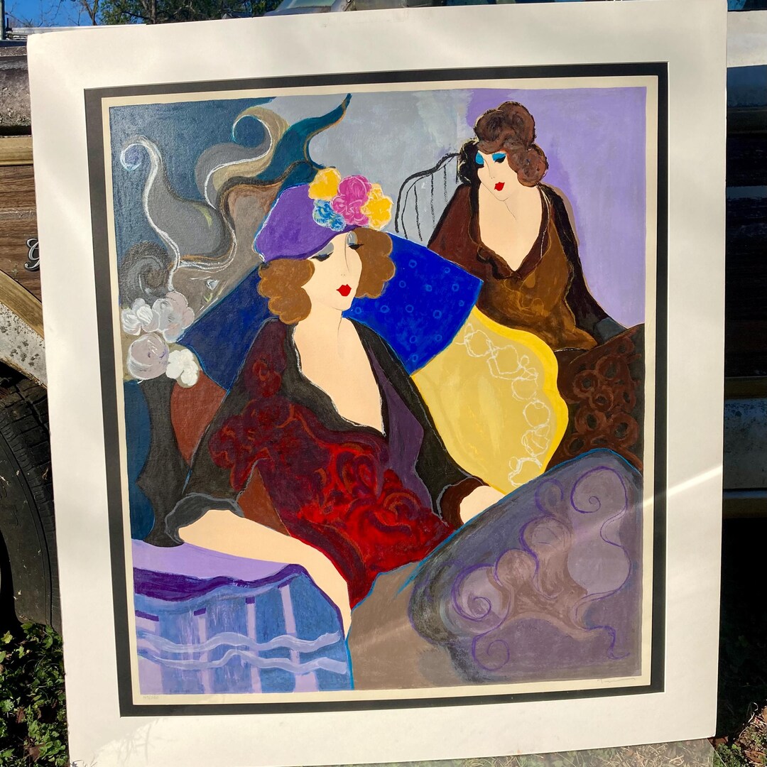 Itzchak Tarkay Signed Embossed Color Serigraph 'adoration
