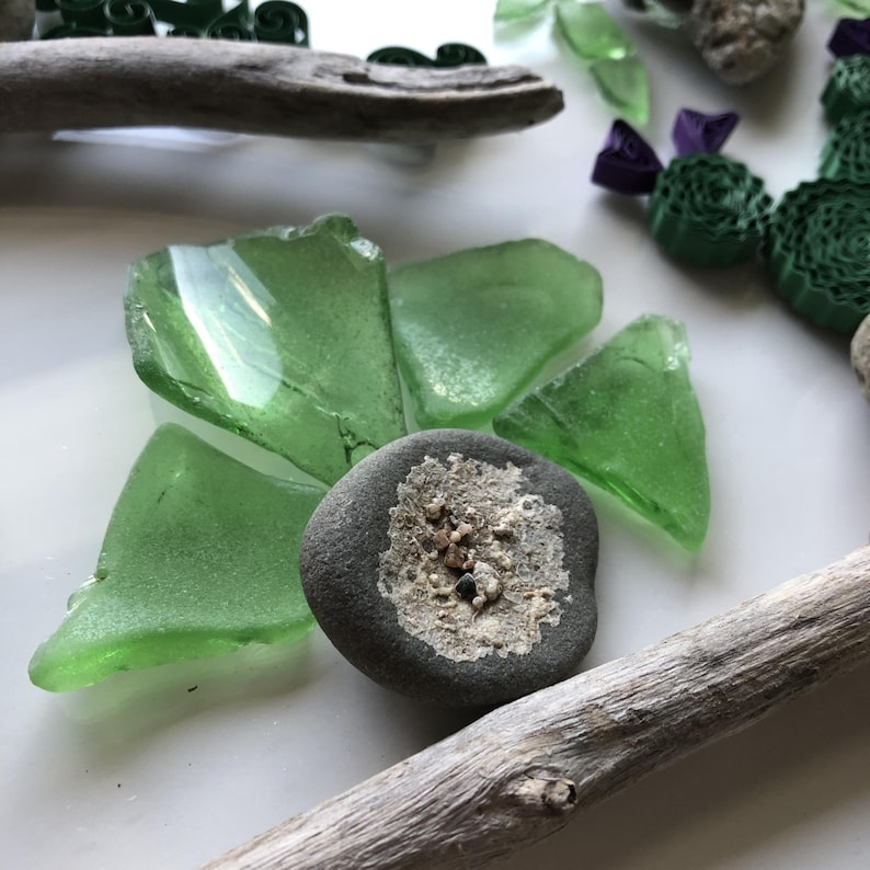 Sea Glass Plant Shelf With Paper Quilling Etsy