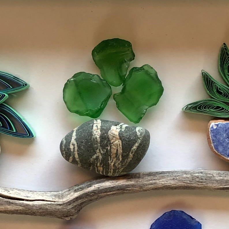 Blue and Green Sea Glass and Paper Quilled Plant Shelf Etsy