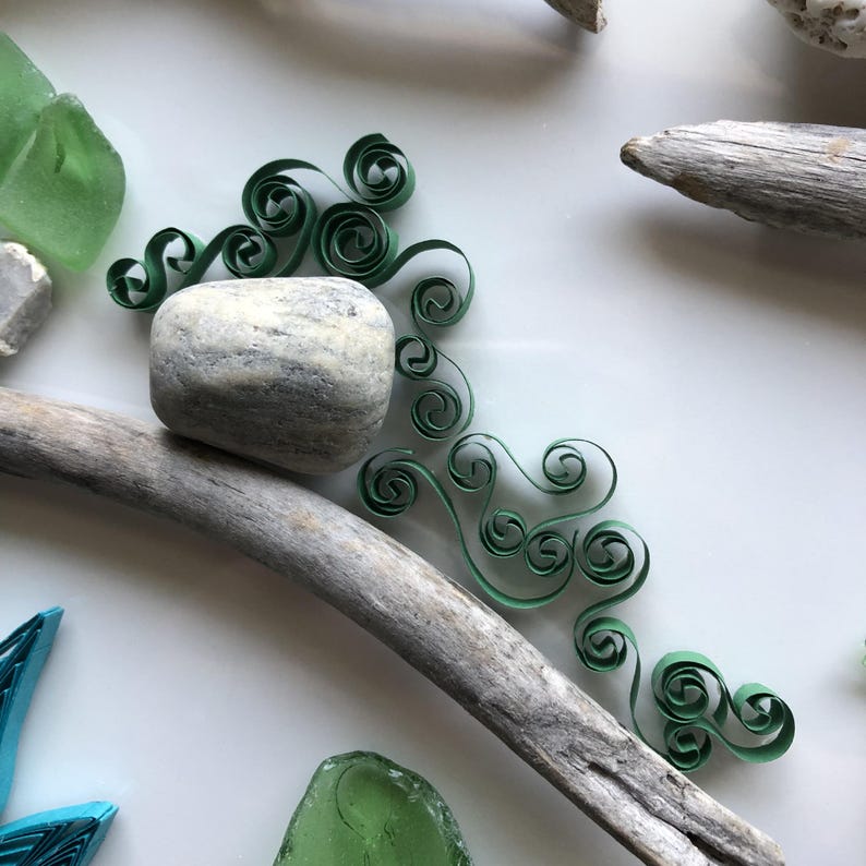 Sea Glass Plant Shelf With Paper Quilling Etsy