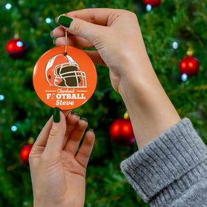 Ceramic Ornament, Cleveland Browns Circular Flat Ornament, Sports Fan Gift, Football Christmas Ornament, Holiday Decoration