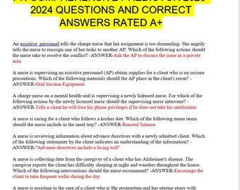 PN comprehensive predictor 2024 questions and correct answers rated a+