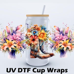 UVDTF Boots & Flowers 16oz Libbey Cup Wrap