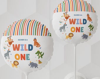 Wilde verjaardagsballon, 1e verjaardagsfeestje decor, wilde, oproep aan alle feestbeesten, verjaardagsballons, jungle verjaardag, aangepast