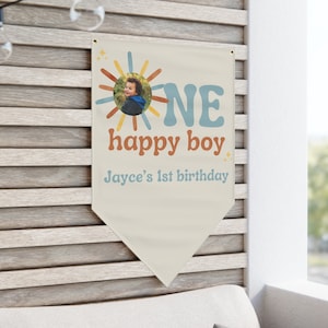 One Happy Boy Banner | Erste Reise um die Sonne | Wimpelkette zum 1.Geburtstag | Geburtstag Kulissen | 1. Geburtstag Party Dekoration | 1st Geburtstag Zeichen