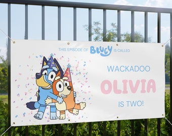 Blue Dog Birthday Banner | Blue Party | Happy Birthday | Pink | Birthday Banner | Birthday Party Banner | Custom Banner | Vinyl Banner