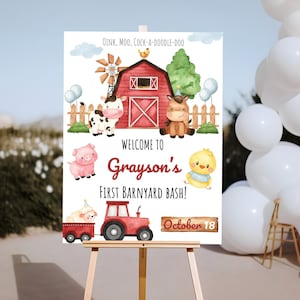 Farm Birthday Welcome Sign | Farm Animals | Farm Birthday | Farm Party Decor | First Birthday | Birthday Sign | Barn Animals | Printable