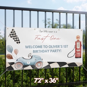 Fast One Birthday | First Birthday | Fast One Birthday Decoration | Fast One Banner | Race Car Birthday | Vintage Race Car | Custom Banner