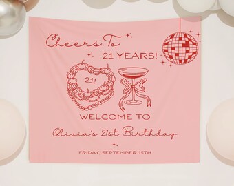 Custom 21st Birthday Banner: Chic Hand-Drawn Party Decor