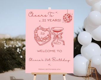 21st Birthday Welcome Sign | 21 Birthday | Birthday Welcome Sign | Happy 21st Birthday | Welcome Sign | 21 Birthday Party Decor | Editable
