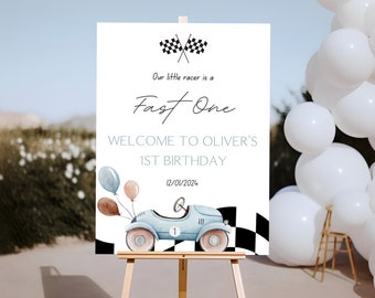 Panneau de bienvenue Fast One Birthday | Premier tour de piste | Signe 1er anniversaire | Premier anniversaire | Affiche d'anniversaire | Téléchargement instantané