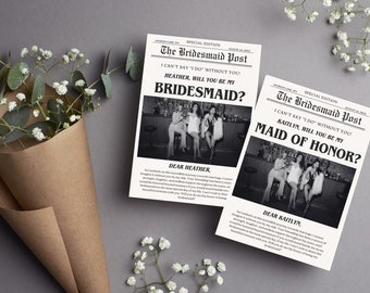 Bridesmaid Proposal Card | Bridesmaid Proposal | Newspaper Bridesmaid Proposal | Maid Of Honor | Instant Download